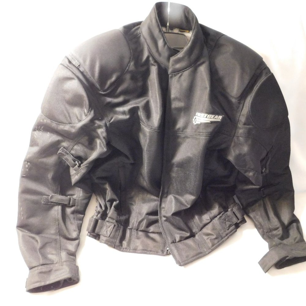FIRST GEAR Hyper Tex Black Padded Motorcycle Jacket Size Large